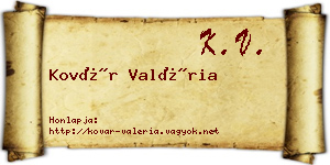 Kovár Valéria névjegykártya